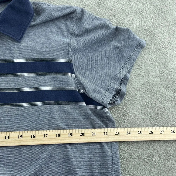 Banana Republic Mens Gray & Blue Striped Polo Shirt XL 100% Cotton 2050 - Picture 6 of 8